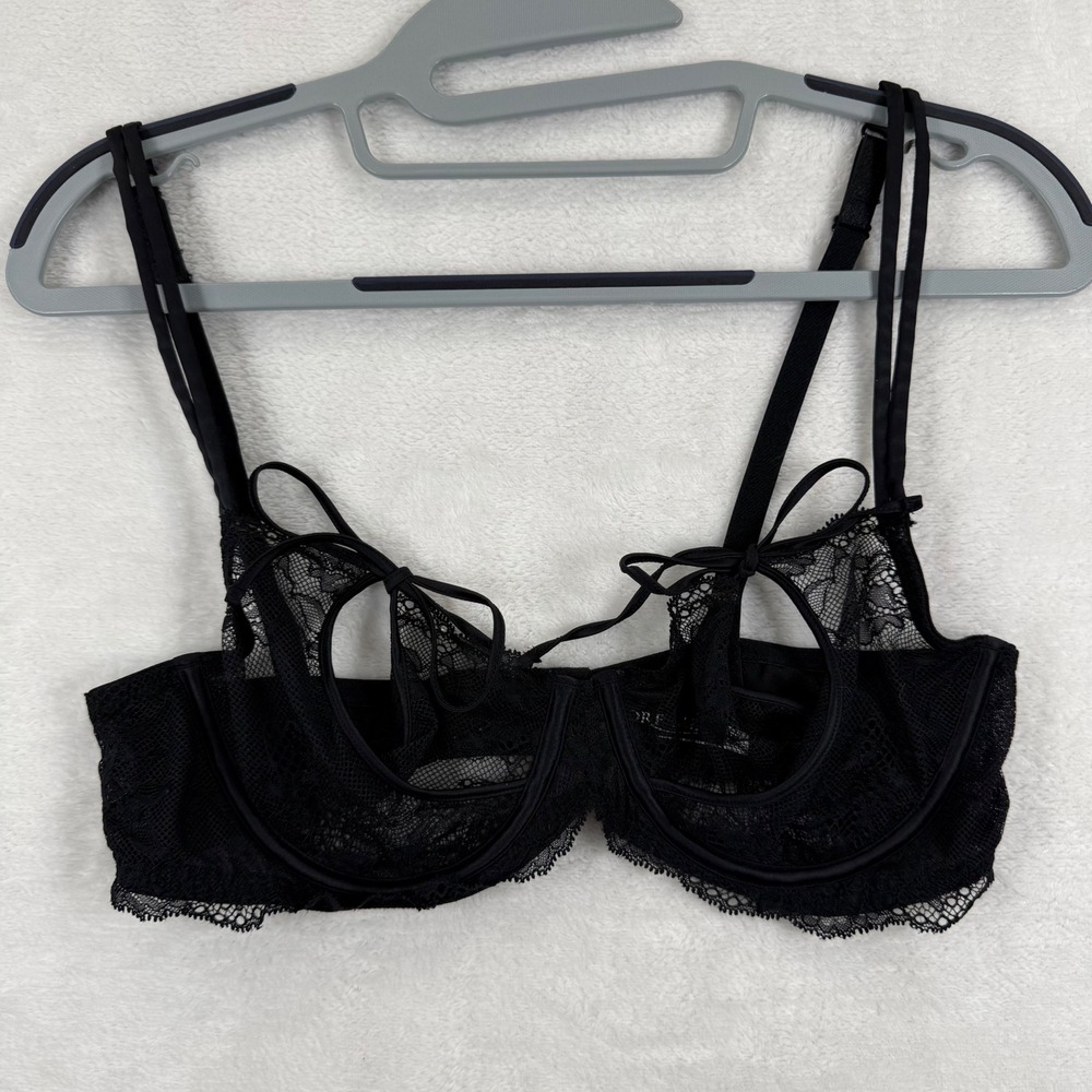 Adore Me‎ Black Lace Cutout Underwire Bra ADM6444-11 Size 36C Mens Womens